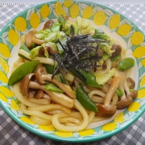 絹さやの焼きうどん